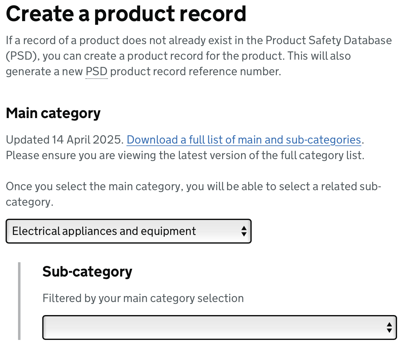 Choosing a main category for a product
